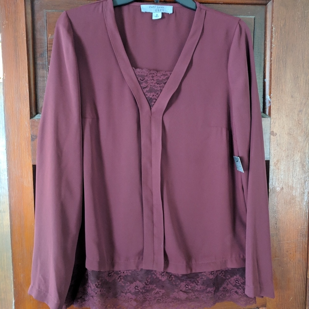 NWT Ruff Hewn Gray collection blouse